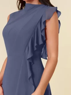 Mother Dress High Collar Sleeveless A-Line Pleated Wedding Guest Dresses