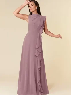 Mother Dress High Collar Sleeveless A-Line Pleated Wedding Guest Dresses