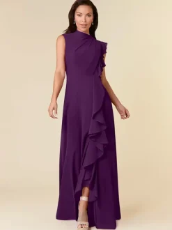Mother Dress High Collar Sleeveless A-Line Pleated Wedding Guest Dresses