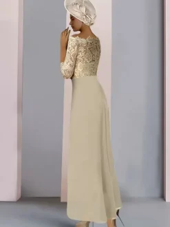 Mother Dress Jewel Neck Half Sleeves Sheath Lace Guest Dresses For Wedding Free Customization