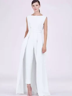 Mother Dress Jewel Neck Sleeveless Jumpsuit Pleated Ankle-Length Guest Dresses For Wedding