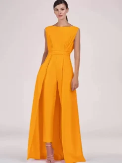 Mother Dress Jewel Neck Sleeveless Jumpsuit Pleated Ankle-Length Guest Dresses For Wedding
