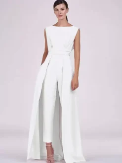 Mother Dress Jewel Neck Sleeveless Jumpsuit Pleated Ankle-Length Guest Dresses For Wedding