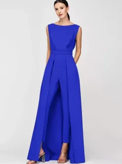 Mother Dress Jewel Neck Sleeveless Jumpsuit Pleated Ankle-Length Guest Dresses For Wedding
