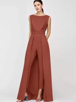Mother Dress Jewel Neck Sleeveless Jumpsuit Pleated Ankle-Length Guest Dresses For Wedding