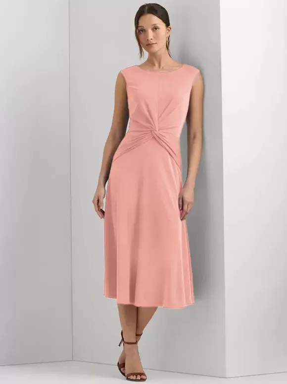 Mother Dress Jewel Neck Sleeveless Short Pleated Wedding Guest Dresses