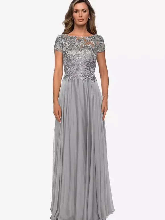 Mother Dress Jewel Neck Short Sleeves A-Line Lace Wedding Guest Dresses