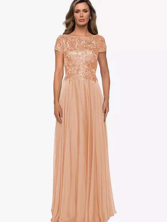 Mother Dress Jewel Neck Short Sleeves A-Line Lace Wedding Guest Dresses