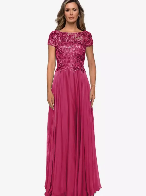 Mother Dress Jewel Neck Short Sleeves A-Line Lace Wedding Guest Dresses