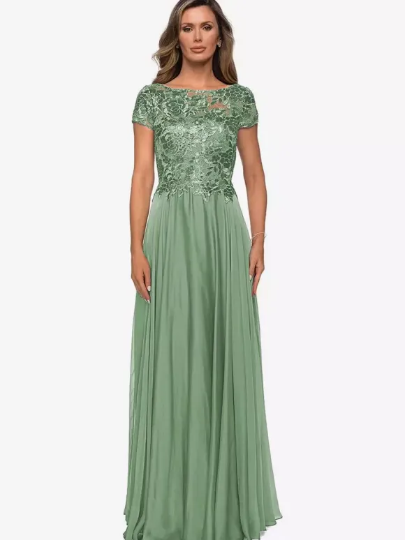 Mother Dress Jewel Neck Short Sleeves A-Line Lace Wedding Guest Dresses