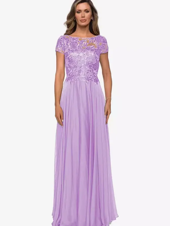 Mother Dress Jewel Neck Short Sleeves A-Line Lace Wedding Guest Dresses