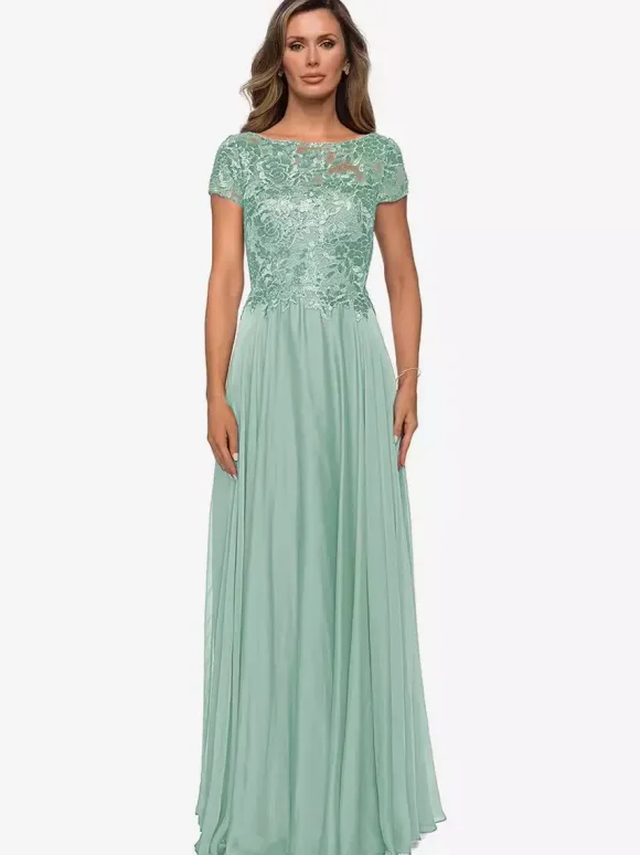 Mother Dress Jewel Neck Short Sleeves A-Line Lace Wedding Guest Dresses