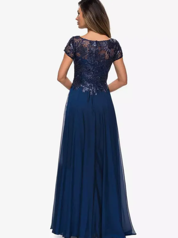Mother Dress Jewel Neck Short Sleeves A-Line Lace Wedding Guest Dresses