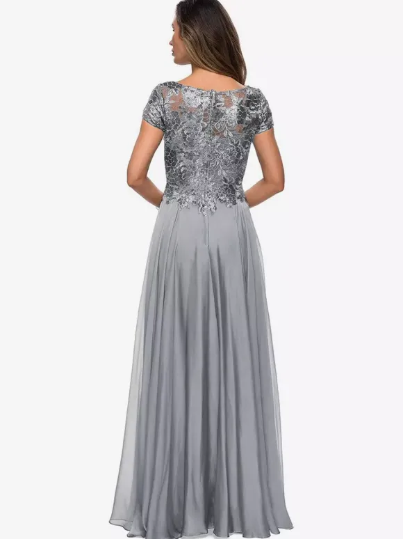 Mother Dress Jewel Neck Short Sleeves A-Line Lace Wedding Guest Dresses