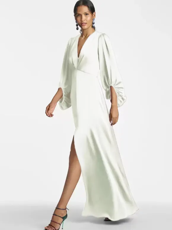 Mother Dress V-Neck 3/4 Length Sleeves A-Line Floor-Length Guest Dresses For Wedding