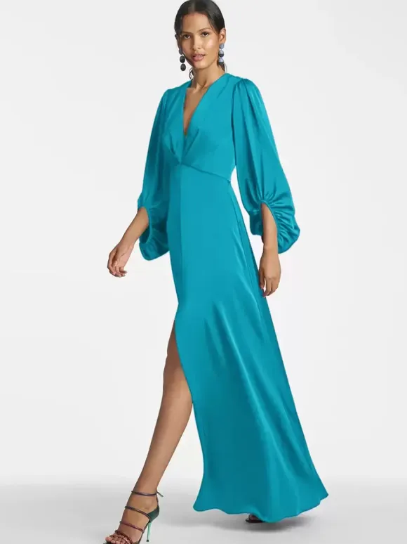 Mother Dress V-Neck 3/4 Length Sleeves A-Line Floor-Length Guest Dresses For Wedding