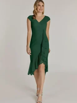 Mother Dress V-Neck Short Sleeves Short Pleated Wedding Guest Dresses