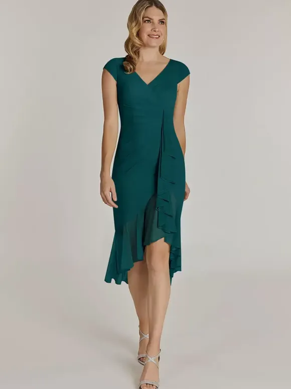 Mother Dress V-Neck Short Sleeves Short Pleated Wedding Guest Dresses