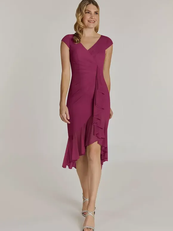 Mother Dress V-Neck Short Sleeves Short Pleated Wedding Guest Dresses