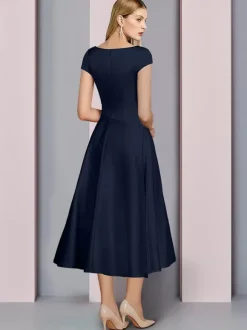 Mother Dress V-Neck Short Sleeves A-Line Wedding Guest Dresses