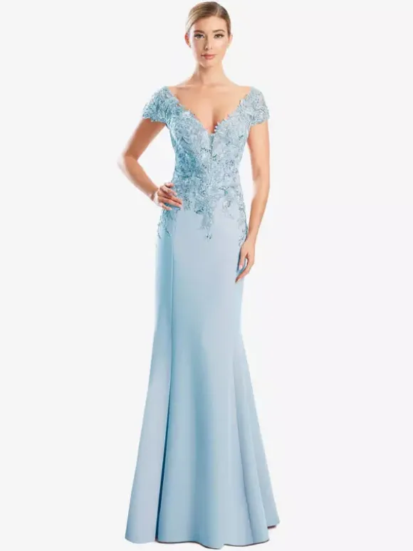 Mother Dress V-Neck Short Sleeves Mermaid Lace Guest Dresses For Wedding