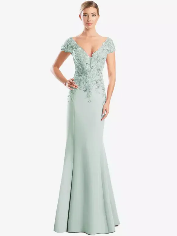 Mother Dress V-Neck Short Sleeves Mermaid Lace Guest Dresses For Wedding