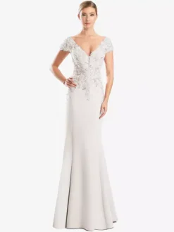 Mother Dress V-Neck Short Sleeves Mermaid Lace Guest Dresses For Wedding