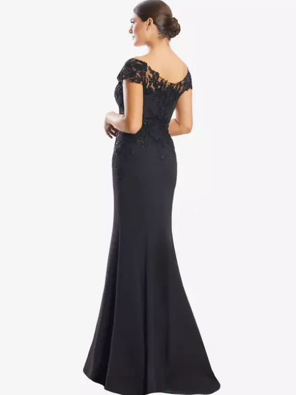 Mother Dress V-Neck Short Sleeves Mermaid Lace Guest Dresses For Wedding