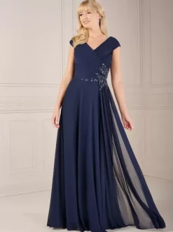 Mother Dress V-Neck Short Sleeves Ball Gown Applique Guest Dresses For Wedding