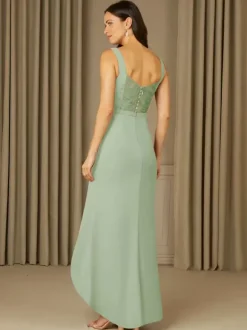 Mother Dress V-Neck Sleeveless Mermaid Lace Floor-Length Wedding Guest Dresses