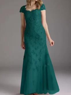 Mother Of Bride Dress Lace Overlay Tulle Mermaid Long Wedding Party Dress