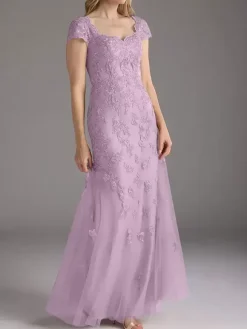 Mother Of Bride Dress Lace Overlay Tulle Mermaid Long Wedding Party Dress