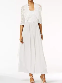 Mother Of The Bride Dress 2 Pieces A Line Lace Ankle Length Wedding Guest Dresses Free Customization
