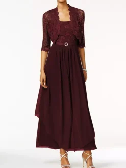 Mother Of The Bride Dress 2 Pieces A Line Lace Ankle Length Wedding Guest Dresses Free Customization
