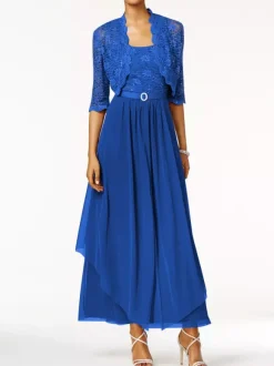 Mother Of The Bride Dress 2 Pieces A Line Lace Ankle Length Wedding Guest Dresses Free Customization