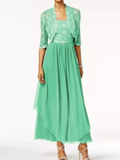 Mother Of The Bride Dress 2 Pieces A Line Lace Ankle Length Wedding Guest Dresses Free Customization