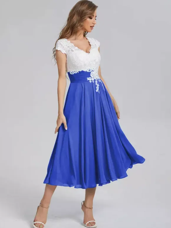 Mother Of The Bride Dress V-Neck Short Sleeves A-Line Cut Out Guest Dresses For Wedding Free Customization