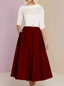Mother Dress Bateau Neck 3/4 Length Sleeves A-Line Sash Ankle-Length Wedding Guest Dresses Free Customization