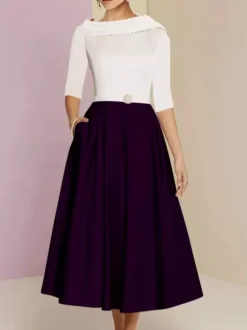 Mother Dress Bateau Neck 3/4 Length Sleeves A-Line Sash Ankle-Length Wedding Guest Dresses Free Customization