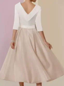 Mother Dress Bateau Neck 3/4 Length Sleeves A-Line Sash Ankle-Length Wedding Guest Dresses Free Customization