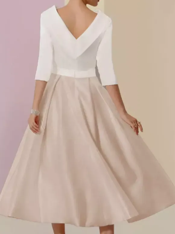 Mother Dress Bateau Neck 3/4 Length Sleeves A-Line Sash Ankle-Length Wedding Guest Dresses Free Customization