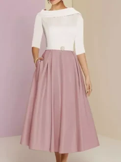 Mother Dress Bateau Neck 3/4 Length Sleeves A-Line Sash Ankle-Length Wedding Guest Dresses Free Customization