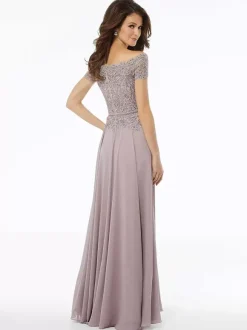Mother Dress Bateau Neck Short Sleeves A-Line Lace Floor-Length Wedding Guest Dresses
