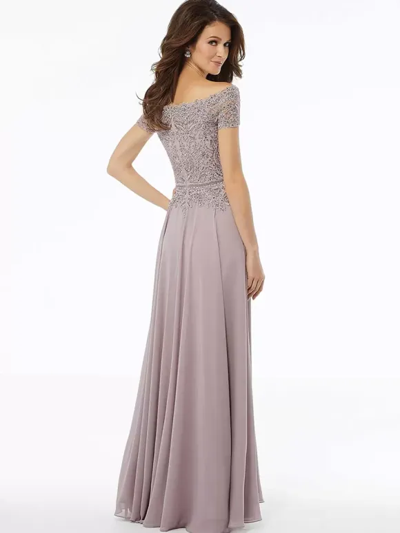 Mother Dress Bateau Neck Short Sleeves A-Line Lace Floor-Length Wedding Guest Dresses