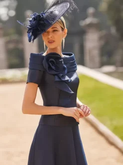 Mother Dress Bateau Neck Short Sleeves Two-piece Flowers Ankle-Length Wedding Guest Dresses
