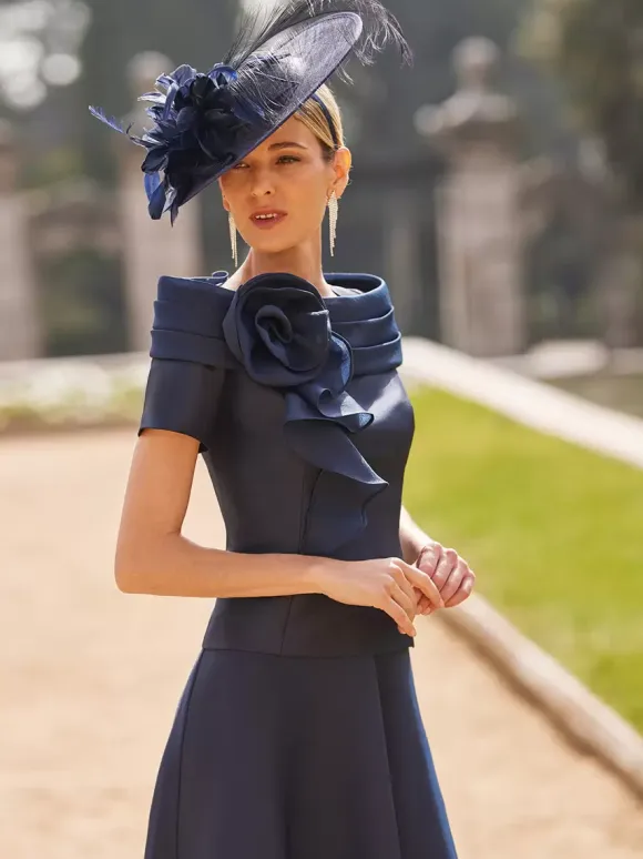 Mother Dress Bateau Neck Short Sleeves Two-piece Flowers Ankle-Length Wedding Guest Dresses