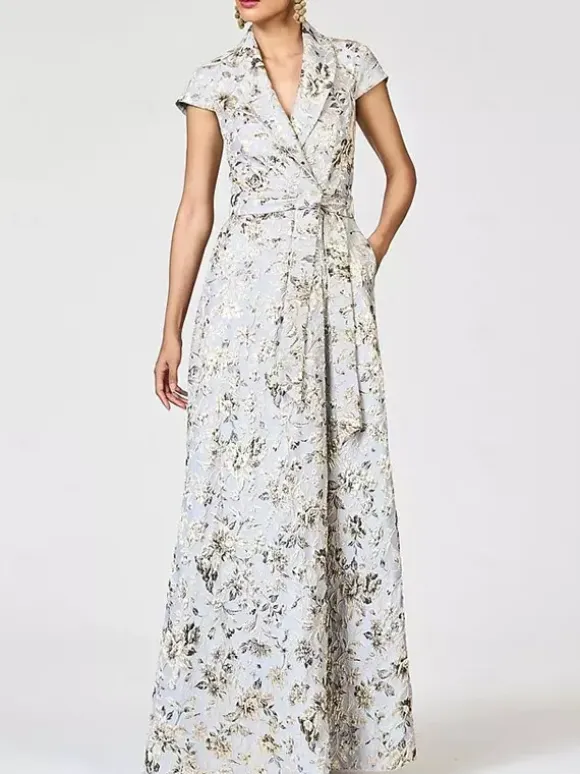 Mother Dress Designed Neckline Short Sleeves A-Line Sash Wedding Guest Dresses