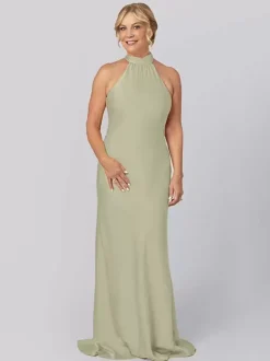 Mother Dress Halter Sleeveless Sheath Cut Out Floor-Length Guest Dresses For Wedding