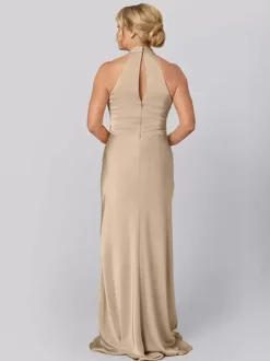 Mother Dress Halter Sleeveless Sheath Cut Out Floor-Length Guest Dresses For Wedding