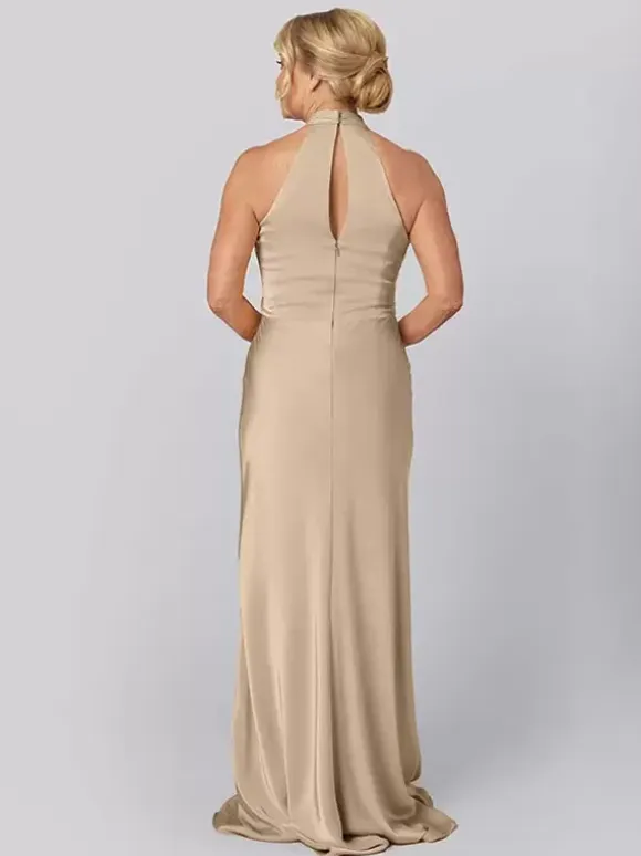 Mother Dress Halter Sleeveless Sheath Cut Out Floor-Length Guest Dresses For Wedding